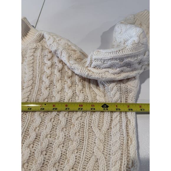 Alice + Olivia Womens Sz L Cream Kenny Oversized Cableknit Sweater Wool Chunky - Picture 6 of 7
